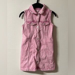 Zara Girls Pink Sleeveless Denim Button Up Dress Size 4/5
